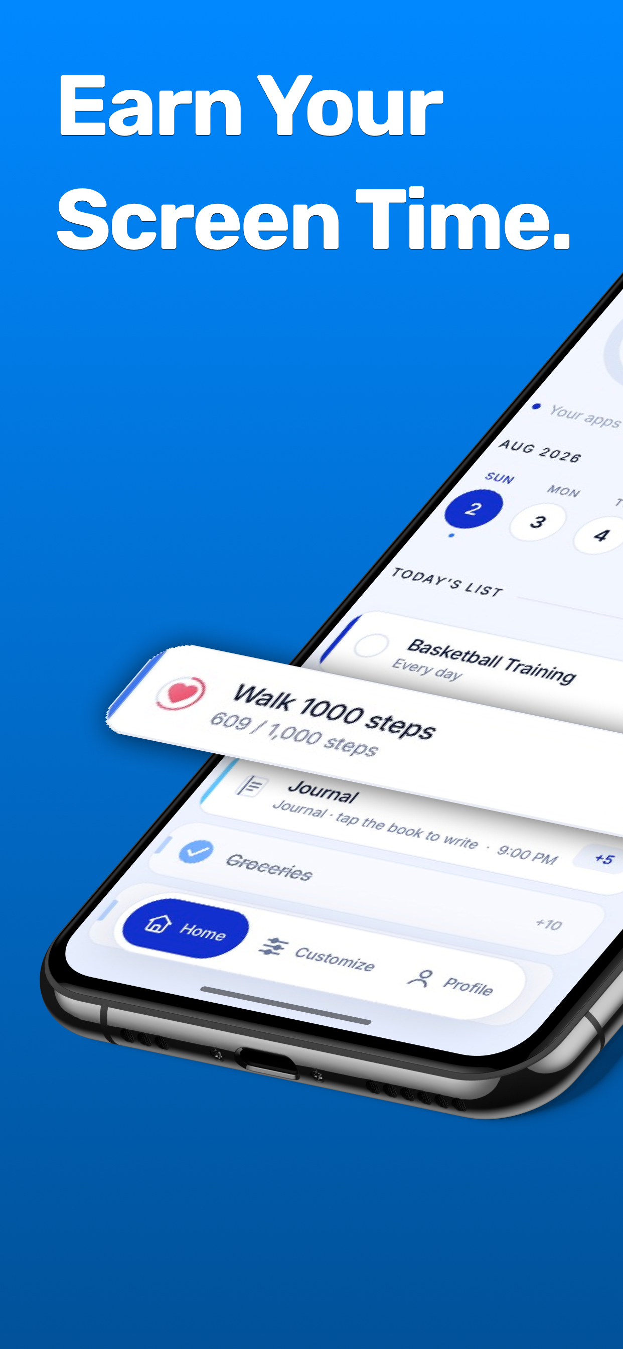 LiveFirst: earn your screen time — today's task list with rewards