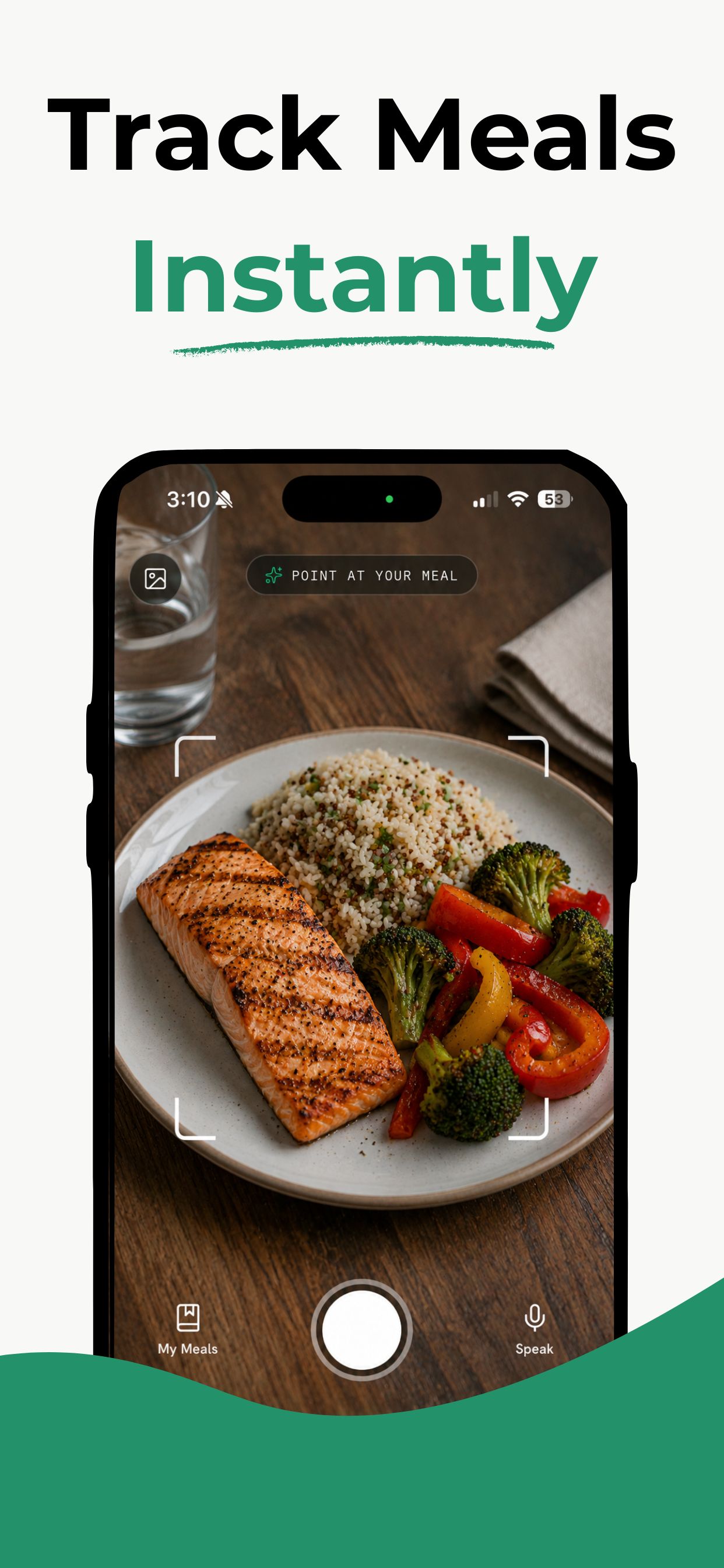 NexMeal camera pointed at a meal to track it instantly